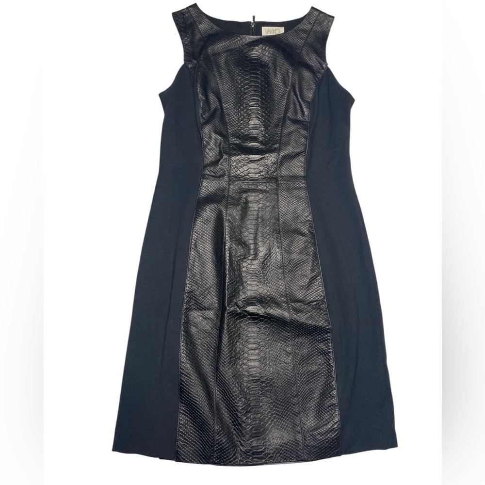 VAKKO Sleeveless Snake Emboss Leather Dress